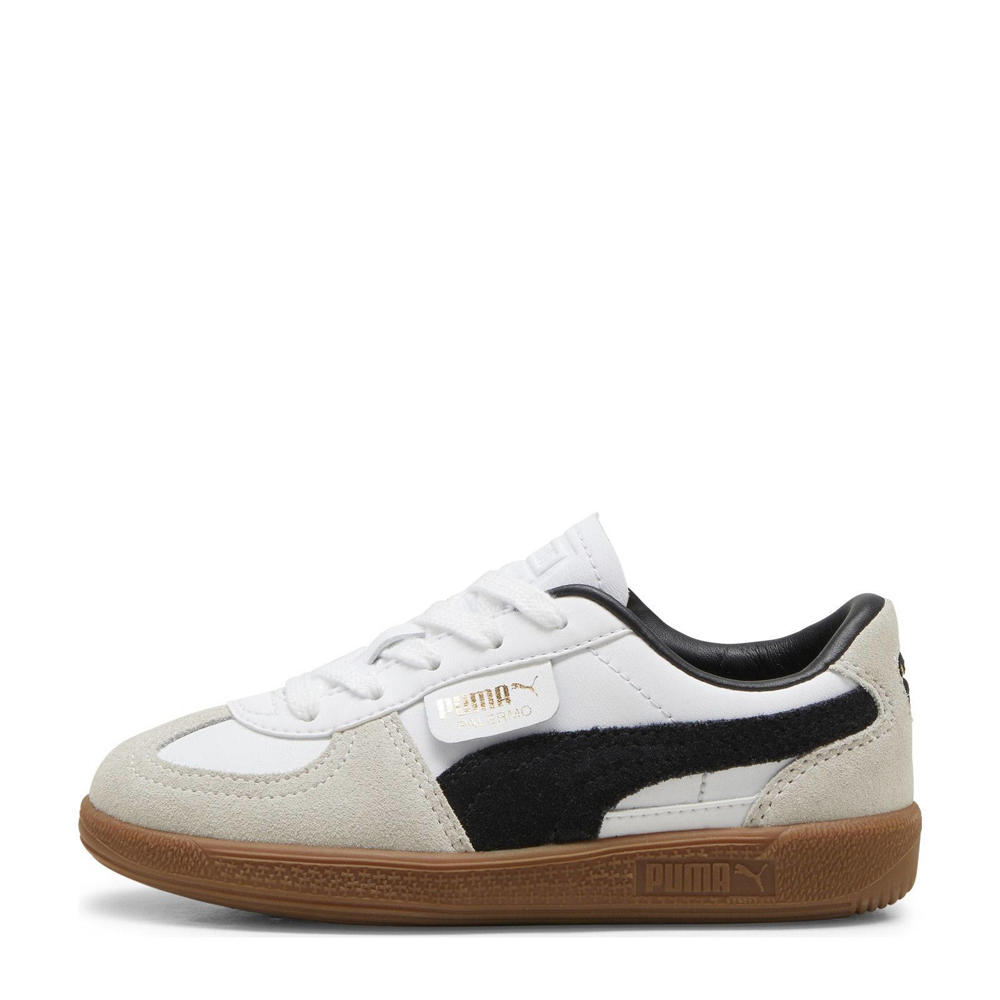 Wit, lichtgrijs en zwarte jongens en meisjes Puma Palermo Lth sneakers van suède-pu/voering: mesh/voetbed: eva met veters