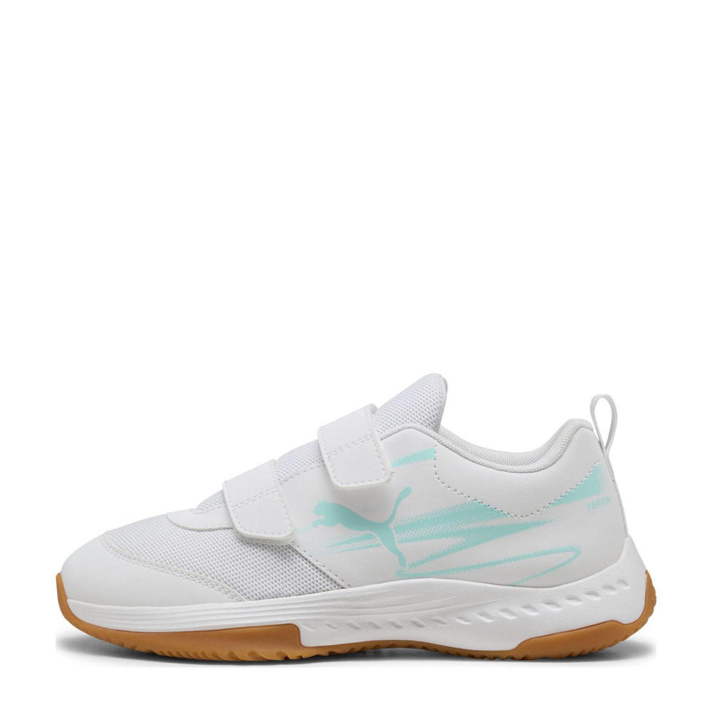 Mintgroen en witte jongens en meisjes Puma Varion II V Jr zaalsportschoenen van imitatieleer/voering: mesh/voetbed: eva 