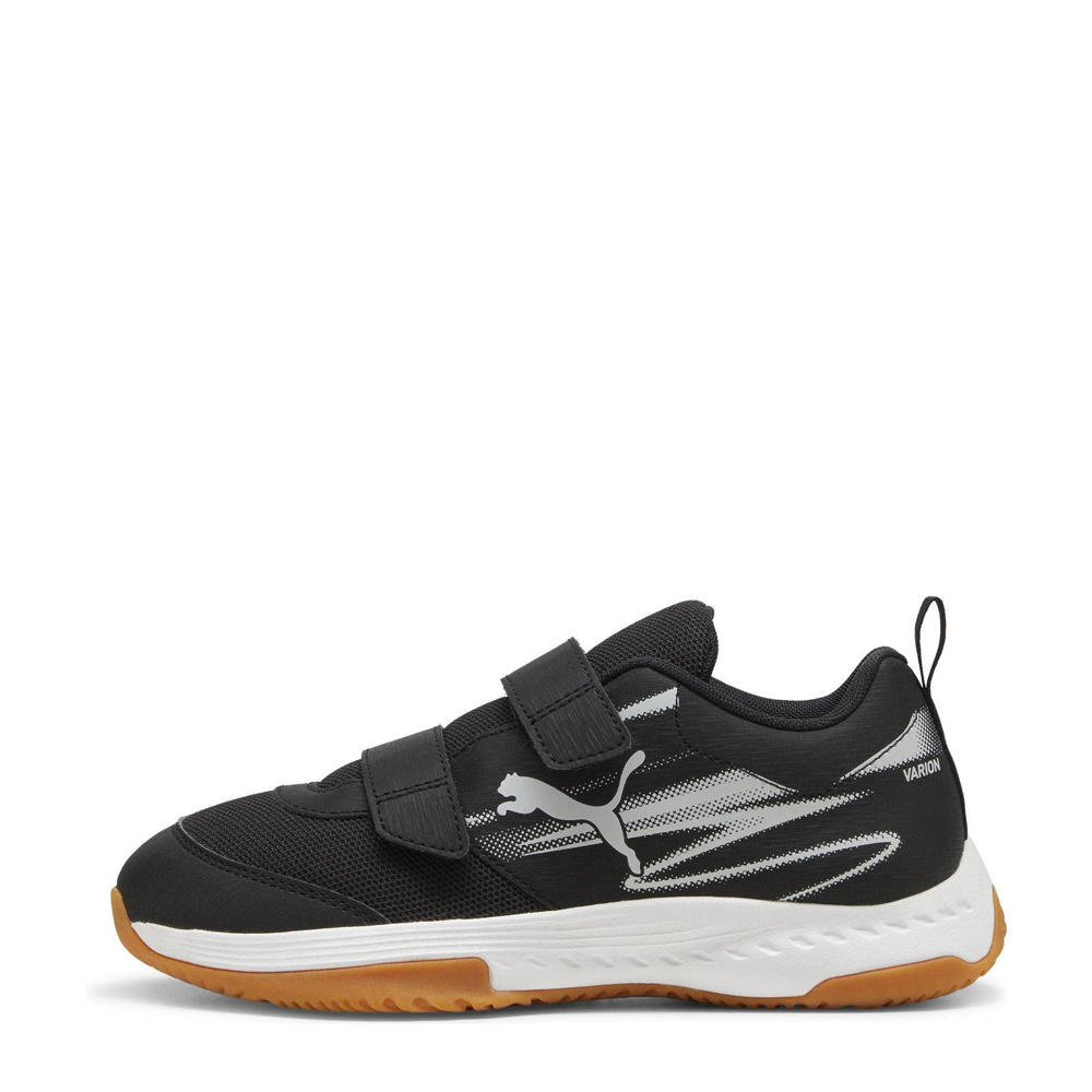 Zwart en lichtgrijze jongens en meisjes Puma Varion II V Jr zaalsportschoenen van mesh-pu/voering: mesh/voetbed: eva 