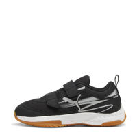 thumbnail: Zwart en lichtgrijze jongens en meisjes Puma Varion II V Jr zaalsportschoenen van mesh-pu/voering: mesh/voetbed: eva 