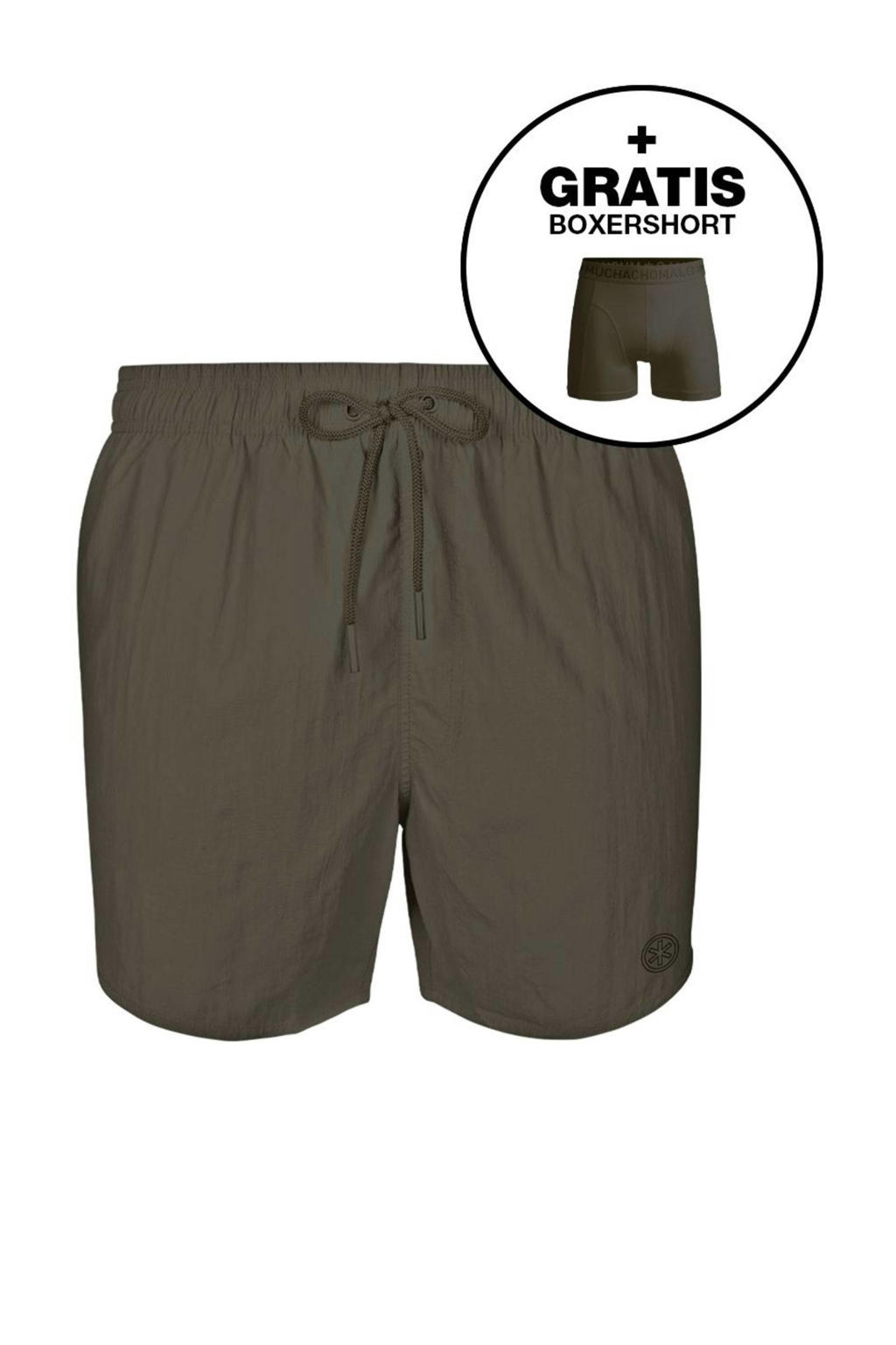 Muchachomalo zwemshort + gratis boxershort legergroen