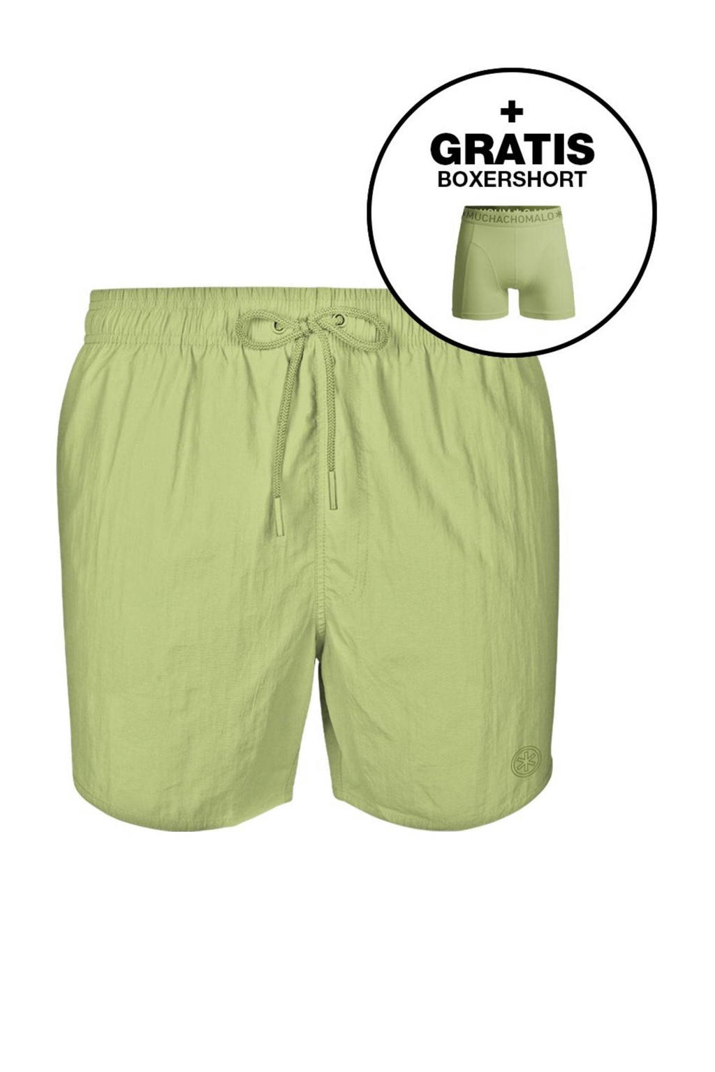 Muchachomalo zwemshort + gratis boxershort limegroen