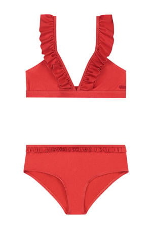 bikini met ruches Bella rood