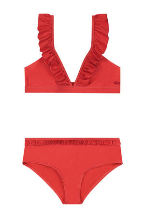 bikini met ruches Bella rood