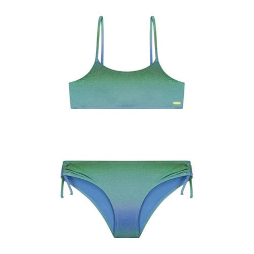 Shiwi crop bikini Liv blauw/groen Meisjes Polyamide Effen - maat 146/152 afbeelding