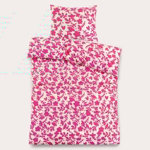 NOUS Kids katoenen dekbedovertrek 1-persoons (140x200 cm) Roze Bloemen