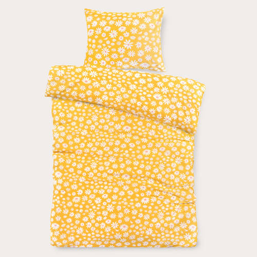 NOUS Kids katoenen dekbedovertrek 1-persoons (140x200 cm) Geel Bloemen