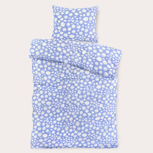 NOUS Kids katoenen dekbedovertrek 1-persoons (140x200 cm) Blauw Bloemen