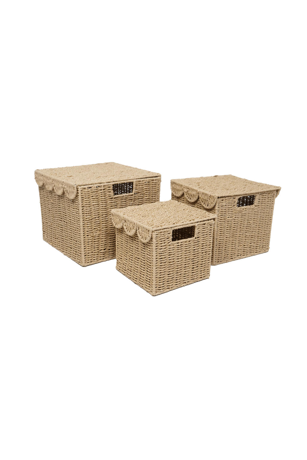 Kidsdepot opbergmand met deksel (set van 3) (naturel)