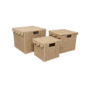 opbergmand met deksel (set van 3) (naturel)