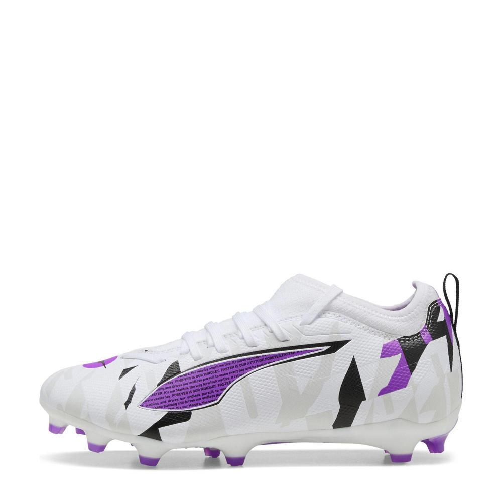 Wit, paars en grijze jongens en meisjes Puma Ultra 5 Match Foverever FG AG Junior voetbalschoenenen van imitatieleer/voering: mesh/voetbed: eva met veters