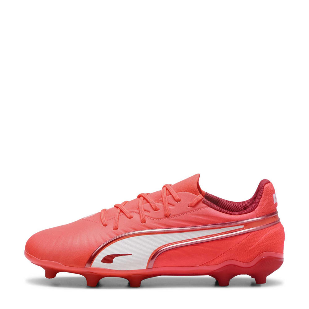 Rood, wit en donkerrode jongens en meisjes Puma King Match FG AG Junior voetbalschoenen van imitatieleer/voering: mesh/voetbed: eva met veters