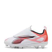 thumbnail: Wit, zwart en rode jongens en meisjes Puma Ultraq 5 Play V FG AG RB Jr Junior voetbalschoenen van imitatieleer/voering: mesh/voetbed: eva met klittenband