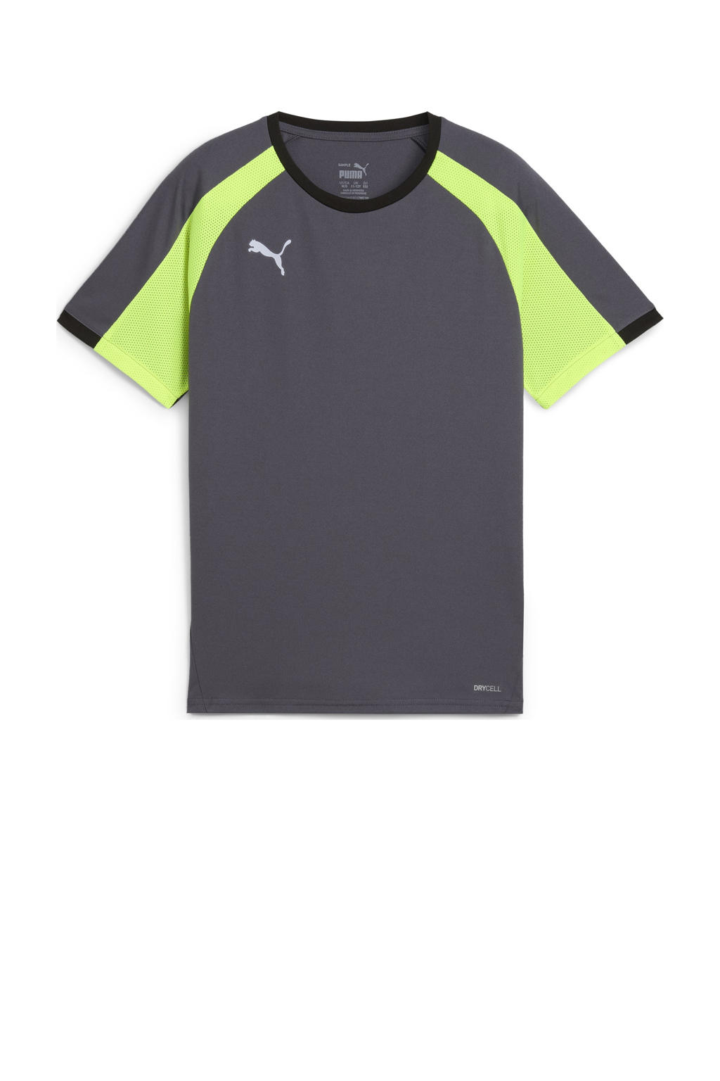 Grijs en gele jongens en meisjes Puma sportshirt van polyester met meerkleurige print, korte mouwen en ronde hals