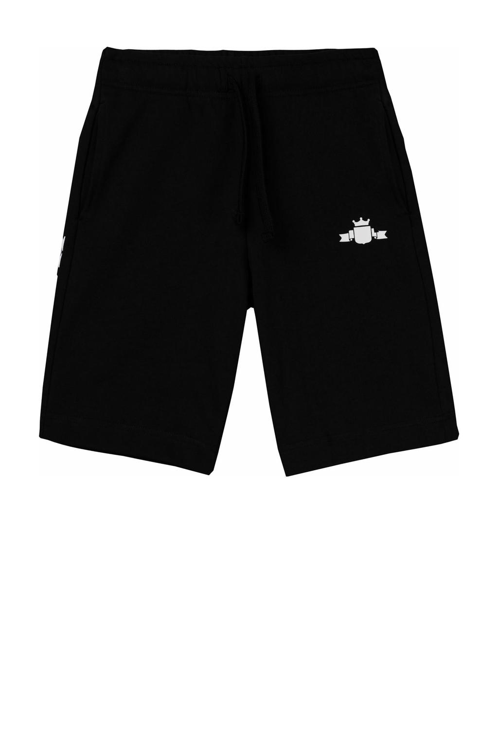Zwarte jongens REPLAY sweatshort van katoen met elastische tailleband met koord en effen