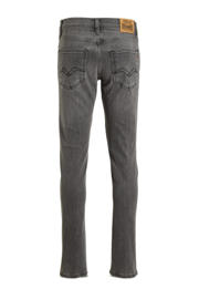 thumbnail: Grey denim jongens REPLAY waist regular fit jeans van stretchdenim met rits- en knoopsluiting en effen
