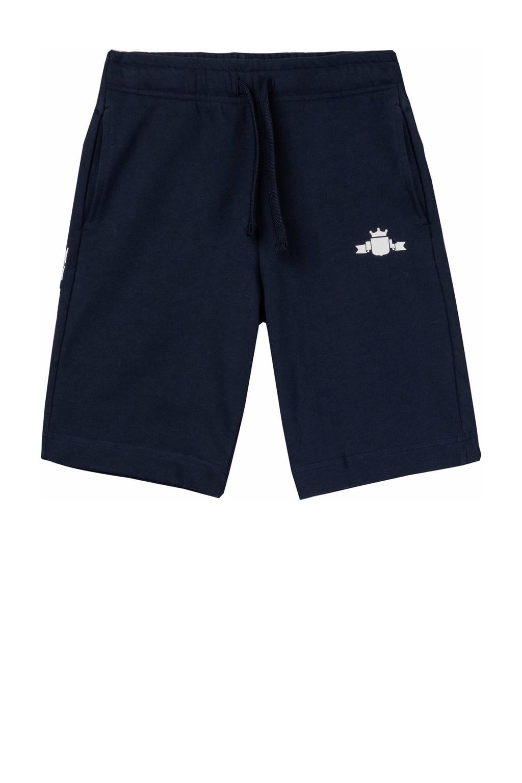 Donkerblauwe jongens REPLAY sweatshort van katoen met elastische tailleband met koord en effen