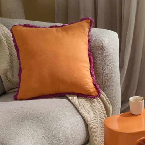 NOUS Living sierkussen Rovato (45x45 cm) Sierkussenhoes Oranje Effen afbeelding