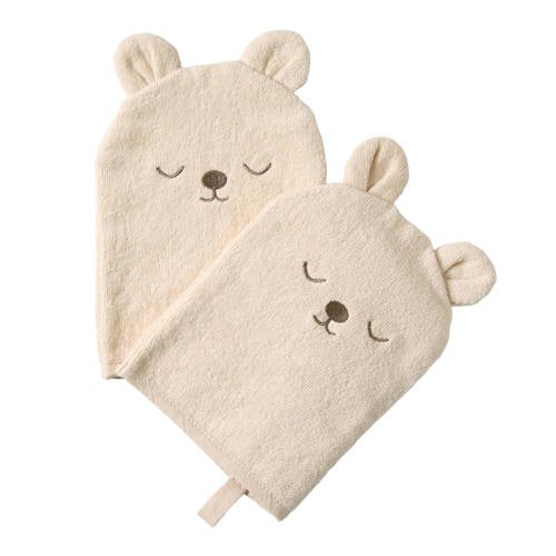 NOUS Kids washand beer (set van 2) (ecru) Hydrofiele washandjes afbeelding