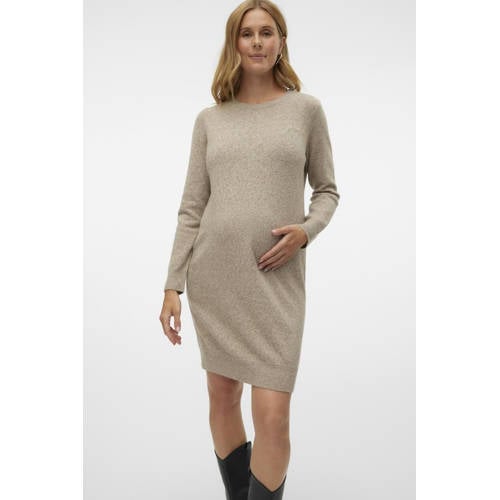 VERO MODA MATERNITY zwangerschapsjurk beige Dames Polyester Ronde hals