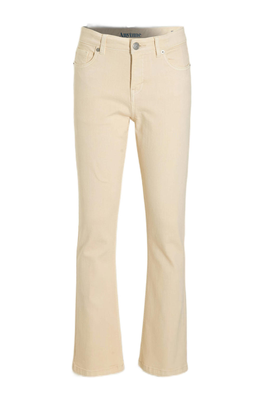 Ecru meisjes anytime flared jeans van katoen met regular waist, rits- en knoopsluiting en effen