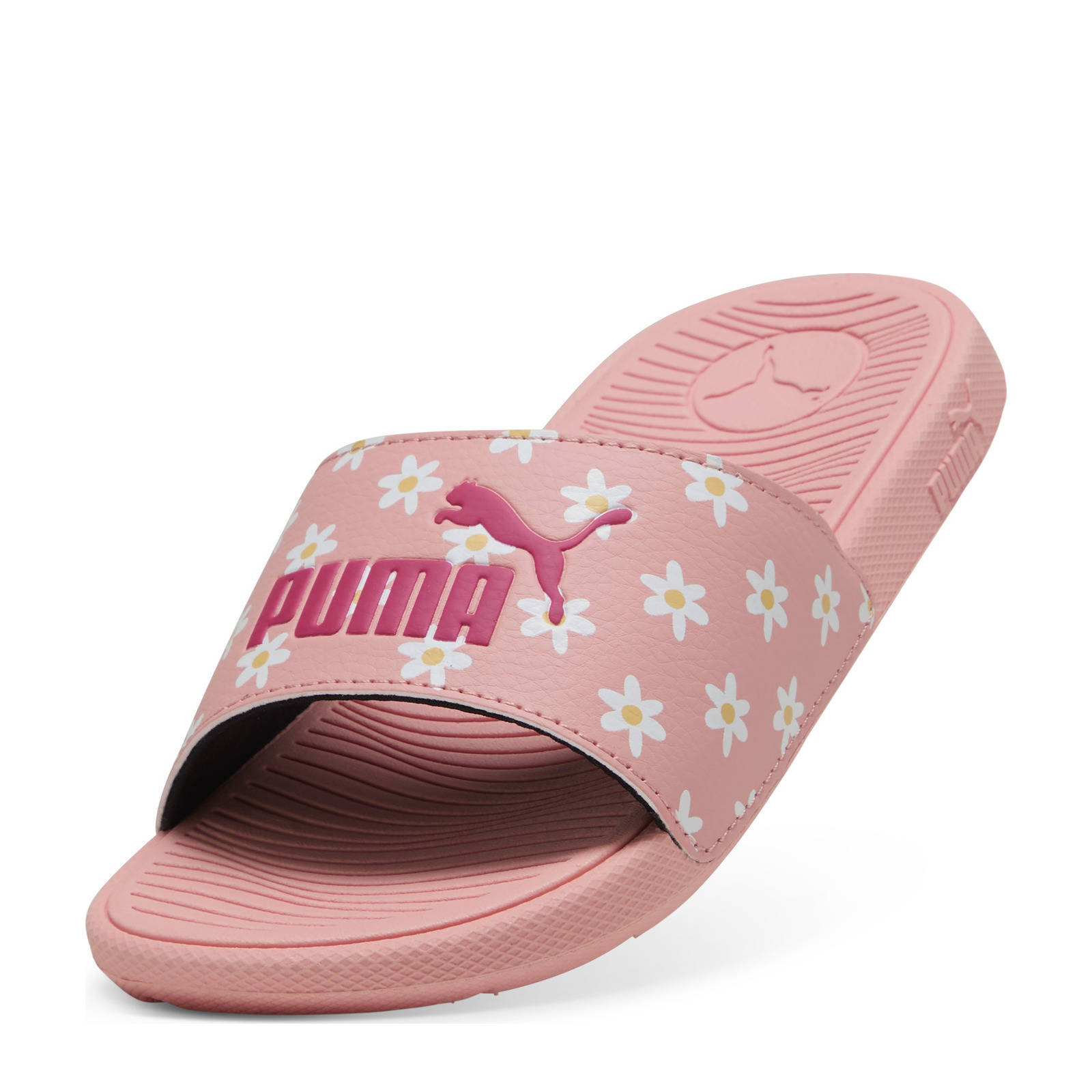 Puma Cool Cat 2.0 Daisies junior badslippers roze/wit/fuchsia |  kleertjes.com