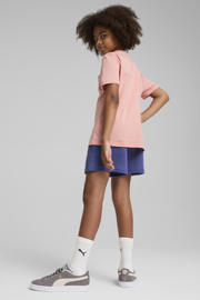 thumbnail: Roze en blauwe meisjes Puma T-shirt + short van katoen met logo dessin, korte mouwen, ronde hals en elastische tailleband met koord