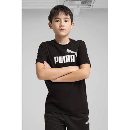 Puma T-shirt zwart Jongens/Meisjes Katoen Ronde hals Logo - maat 176 afbeelding