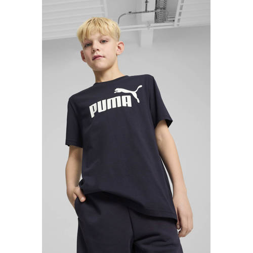 Puma T-shirt donkerblauw Jongens/Meisjes Katoen Ronde hals Logo - maat 164 afbeelding
