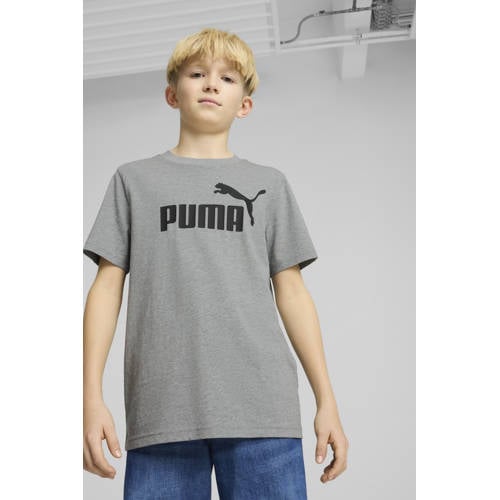Puma T-shirt grijs melange Jongens/Meisjes Katoen Ronde hals Logo - maat 164 afbeelding