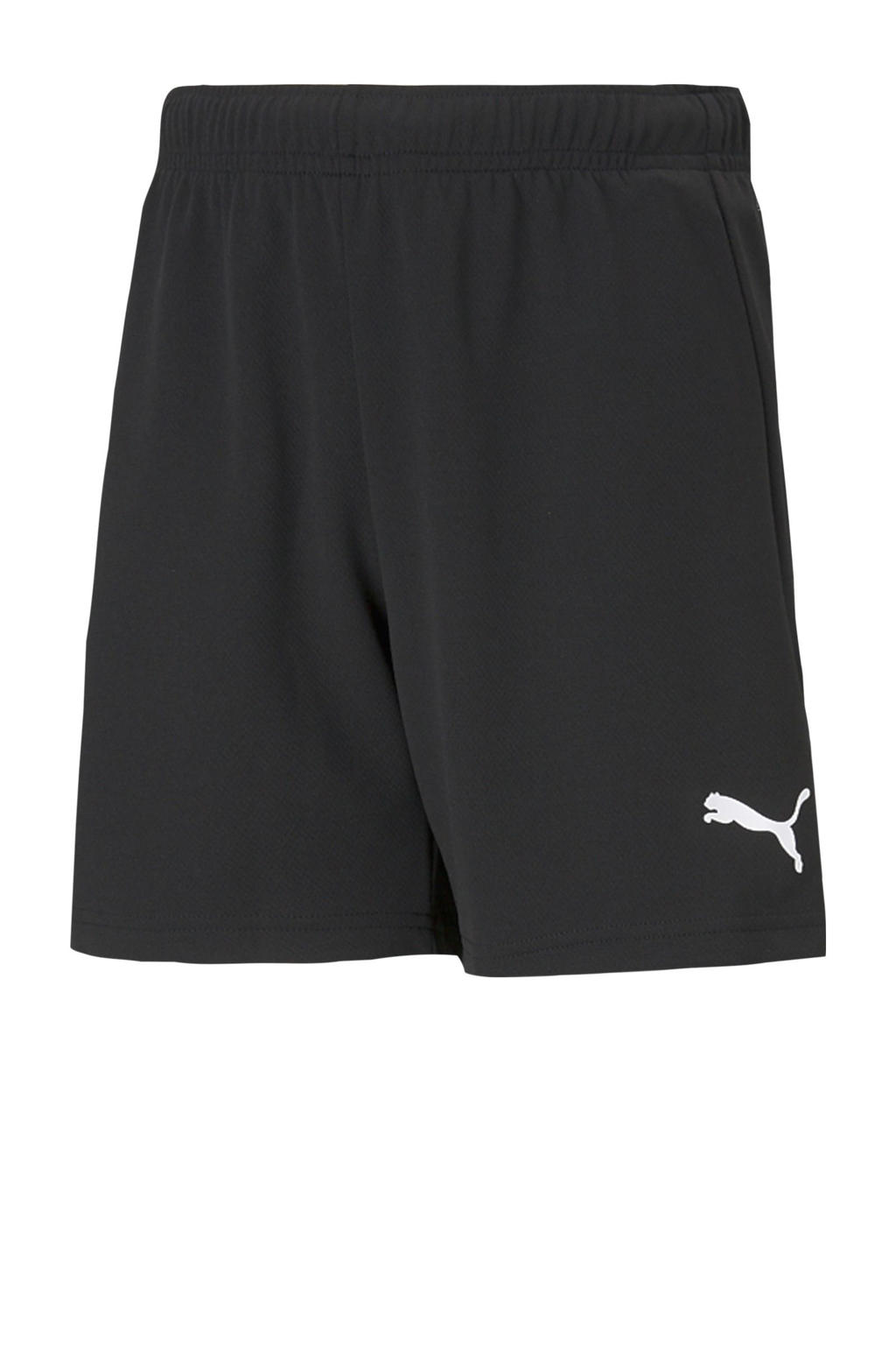 Zwart en witte jongens en meisjes Puma Junior sportshort teamRISE van polyester met regular fit, regular waist en effen
