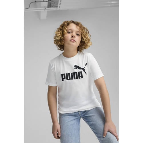 Puma T-shirt Essential No 1 wit Jongens/Meisjes Katoen Ronde hals Logo