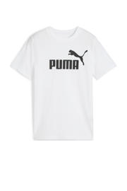 thumbnail: Witte jongens en meisjes Puma T-shirt Essential No 1 van katoen met logo dessin, korte mouwen en ronde hals