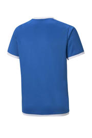 thumbnail: Blauw, kobaltblauw en witte jongens en meisjes Puma junior voetbalshirt teamLIGA van polyester met effen, korte mouwen en ronde hals