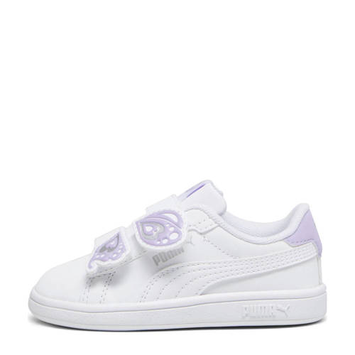 Puma Smash 3.0 Butterfly V sneakers wit/lila/zilver Meisjes Imitatieleer