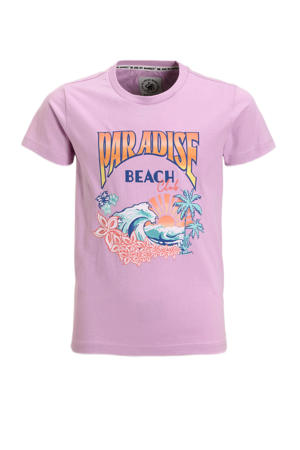 T-shirt met printopdruk paars