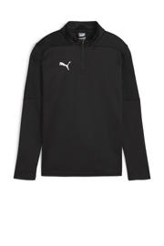 thumbnail: Zwart en zilverkleurige jongens en meisjes Puma sportshirt teamFINAL van polyester met effen, lange mouwen en opstaande kraag