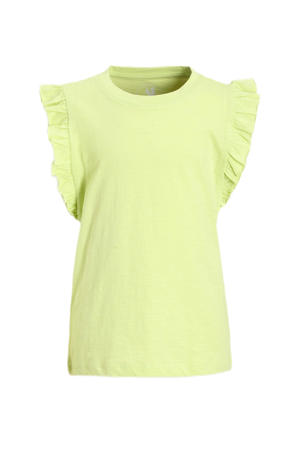Anytime T-shirt met ruffle limegroen