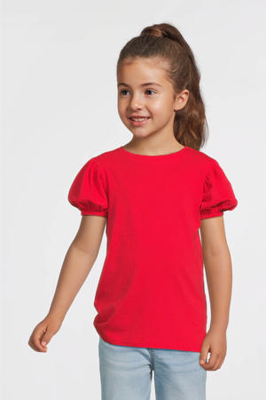 T-shirt met pofmouwen rood