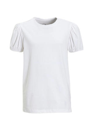 T-shirt met pofmouwen wit