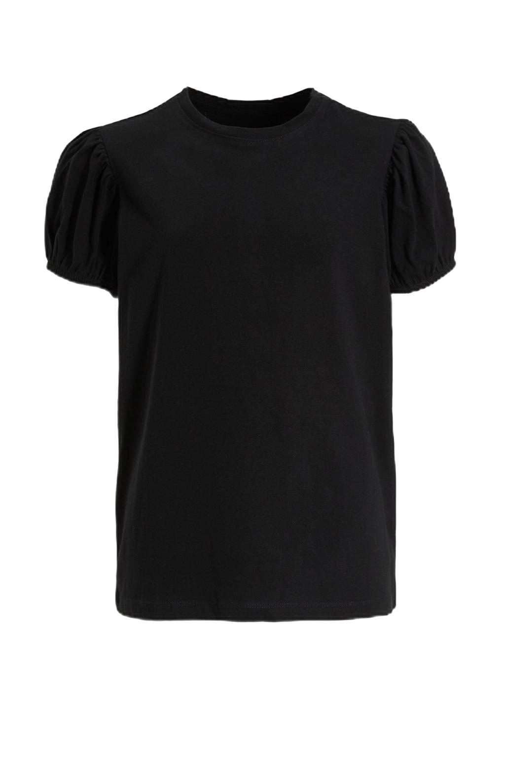 Zwarte meisjes anytime T-shirt van bci katoen met effen, korte mouwen en ronde hals