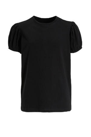 T-shirt met pofmouwen zwart