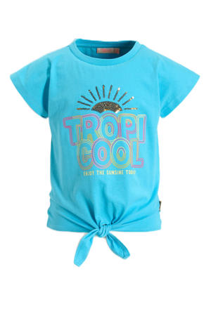 T-shirt met p[rintopdruk turquoise