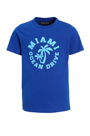 T-shirt met printopdruk donkerblauw