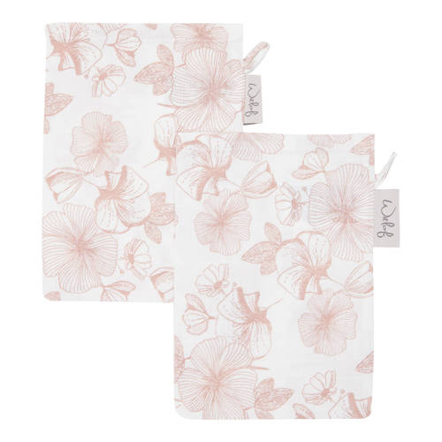 Witlof for kids washandje Flower Powder - set van 2 Hydrofiele washandjes Roze afbeelding