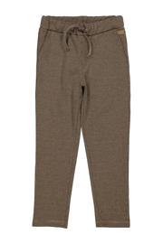 thumbnail: Beige en zwarte jongens Quapi regular fit broek van stretchkatoen met elastische tailleband met koord en pied de poule dessin