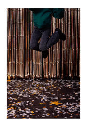 thumbnail: Zwart en zilverkleurige meisjes Quapi regular fit broek van polyester met elastische tailleband en effen
