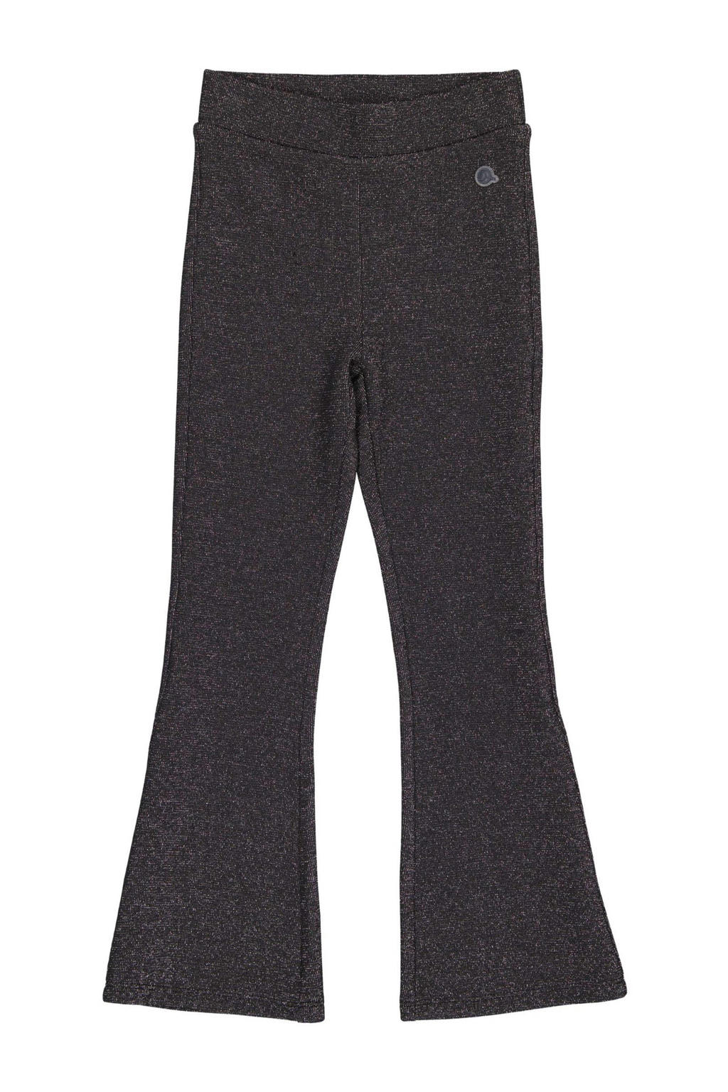 Zwart en zilverkleurige meisjes Quapi regular fit broek van polyester met elastische tailleband en effen