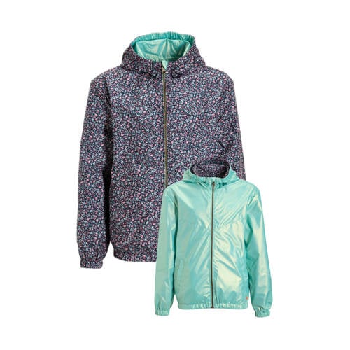 Orange Stars reversible jacket ditsy floral print Jas Blauw Meisjes Polyester Capuchon