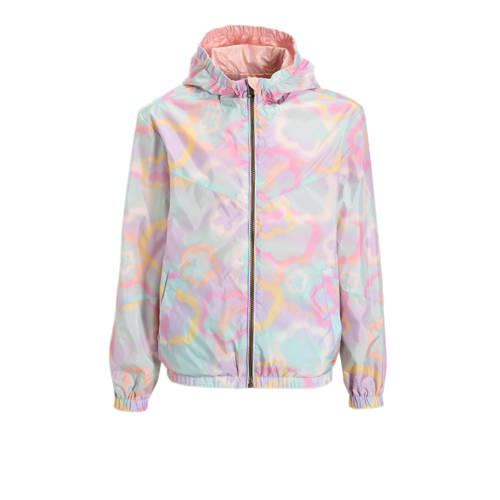 Orange Stars reversible jacket blurred floral Jas Roze Meisjes Polyester Capuchon